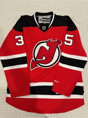 Reebok New Jersey Devils Red Black White Hockey Jersey #35